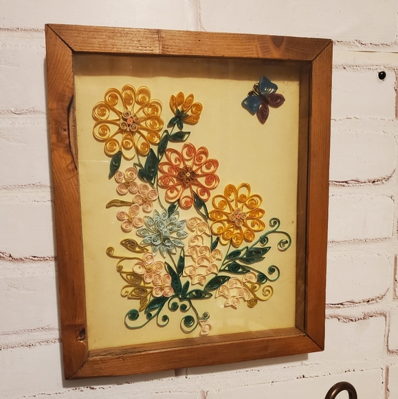 Vintage Handmade Paper Flowers 70s Retro Wall Art - Picture 12 of 14